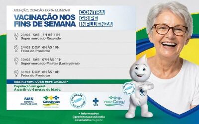 Imagem da notícia Cassilândia terá vacinação contra gripe com atendimentos especiais aos fins de semana